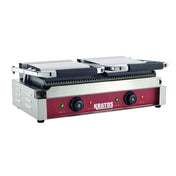 Hubert 29Y-023 - Kratos® Commercial Double Panini Grill, Grooved Plates, 18.7"X9" Plate