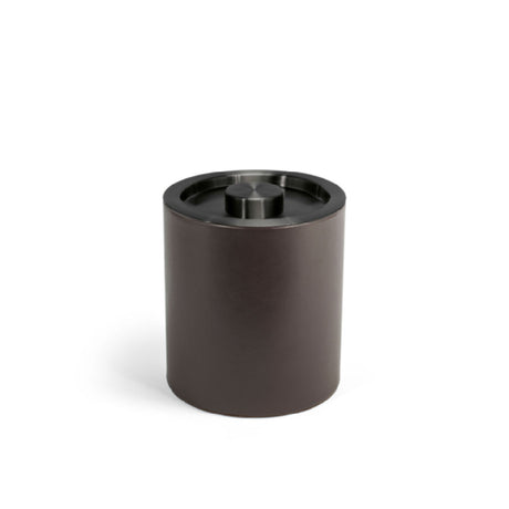 FOH RIB061BRL21 2qt Round London Ice Bucket Brown With Matte Black Lid Includes One RIB014BRL21-BTM 2qt Round London Ice Bucket Base Brown
