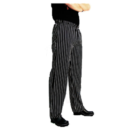 John Ritzenthaler Company P040WS-L Chef Revival® E-Z Fit Chef's Pants Large Black/white Pin-stripe