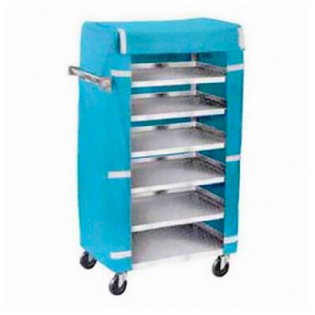 Lakeside 437 Tray Delivery Cart With Cover (6) Solid Shelves Fire Resistant Blue Nylon Cover