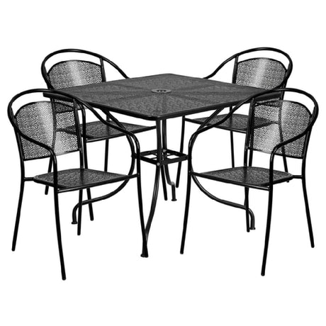 Flash Furniture CO-35SQ-03CHR4-BK-GG Patio Table Set Includes (1) Table: 35-1/2"W X 35-1/2"D X 28-3/4"H