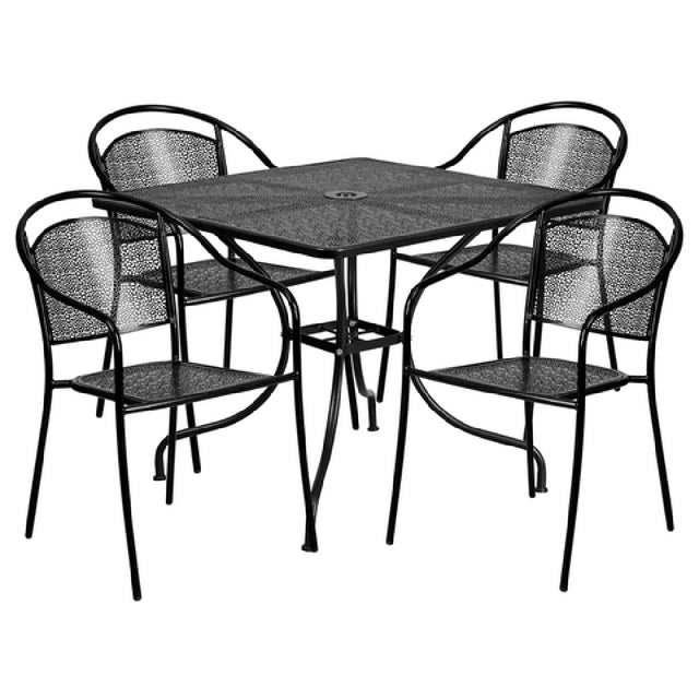 Flash Furniture CO-35SQ-03CHR4-BK-GG Patio Table Set Includes (1) Table: 35-1/2"W X 35-1/2"D X 28-3/4"H