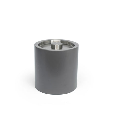 FOH RIB027GYL21 3.5qt Round London Ice Bucket Smoke With Matte Black Lid Includes One RIB017GYL21-BTM 3.5qt Round London Ice Bucket Base Smoke