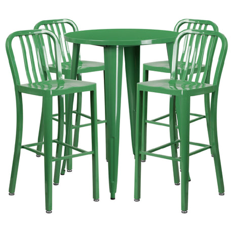 Flash Furniture CH-51090BH-4-30VRT-GN-GG Table And Bar Stool Set Includes (1) 30" Dia. X 41"H Table