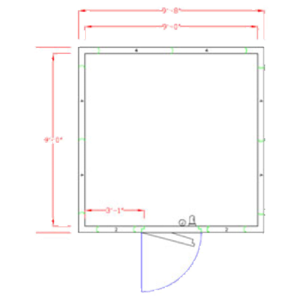 American Panel 10X10C-I Walk-In Cooler 7'-3-3/4" H X 9'-8" W X 9'-8" D Indoor