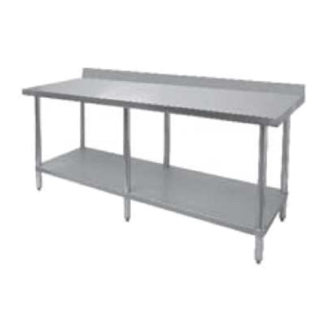 GSW USA WT-EB2484 Economy Work Table 84"W X 24"D X35"H 16/430 Stainless Steel Top With 1-1/2"H Rear Up-turn