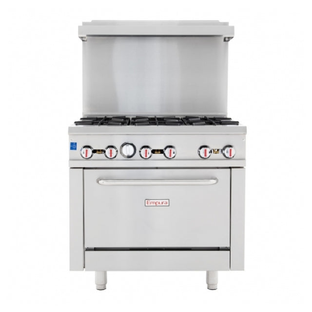 Empura Equipment EGR-36 Empura Stainless Steel Commercial Gas Range With Oven 6 Burners