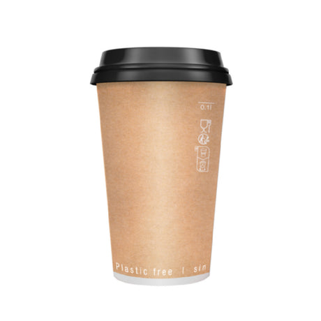 PacknWood 210GCDW16K - Kraft Double Wall Paper Cup Without Plastic, 16oz, 3.5" D X 5.4" H