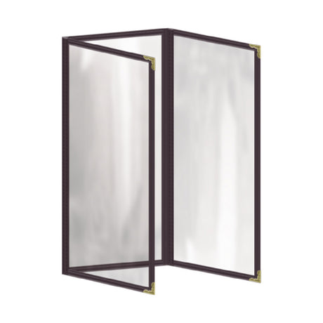 Risch TET 4.25X11 Deluxe Clear Sewn Menu Cover 4-1/4" X 11" Triple Fold-out