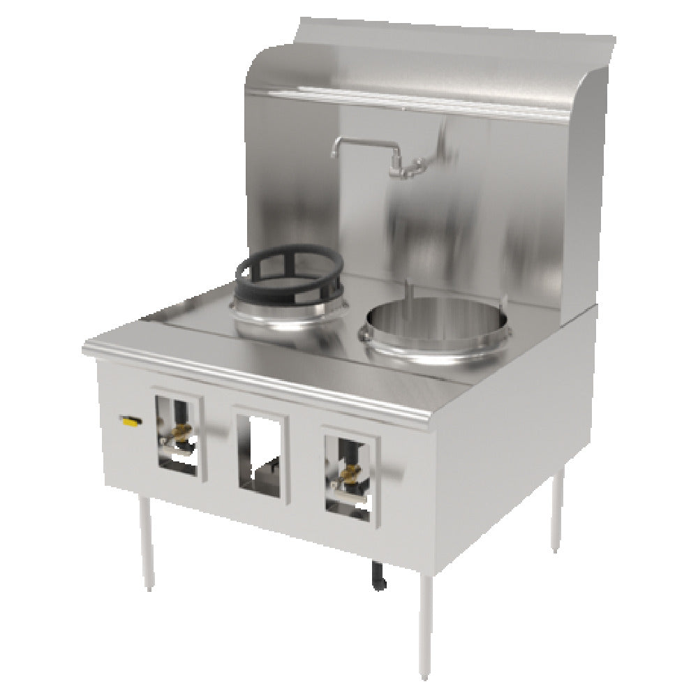 GSW USA ARE-2-22-22 Chinese Wok Range (2) 22" Hole/burner 14 Gauge Stainless Steel Top