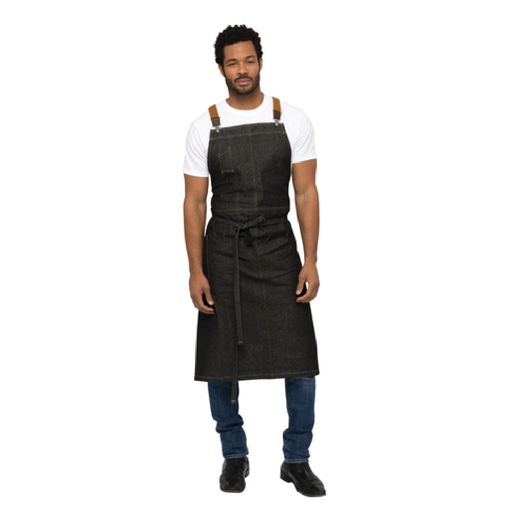 Chef Works ACS01-BLK-0 Berkeley Chef's Bib Apron 40"L X 39"W Includes Suspender Set (XNS03-DES)