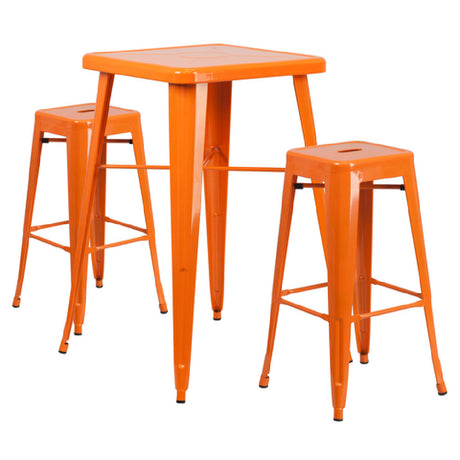 Flash Furniture CH-31330B-2-30SQ-OR-GG Table And Bar Stool Set Includes (1) 27-3/4"W X 27-3/4"D X 40"H Table