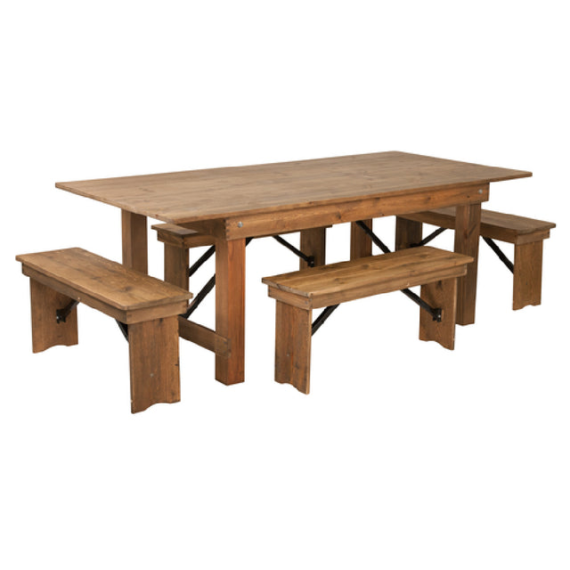 Flash Furniture XA-FARM-1-GG Hercules Series Farm Table Set Antique Rustic Design