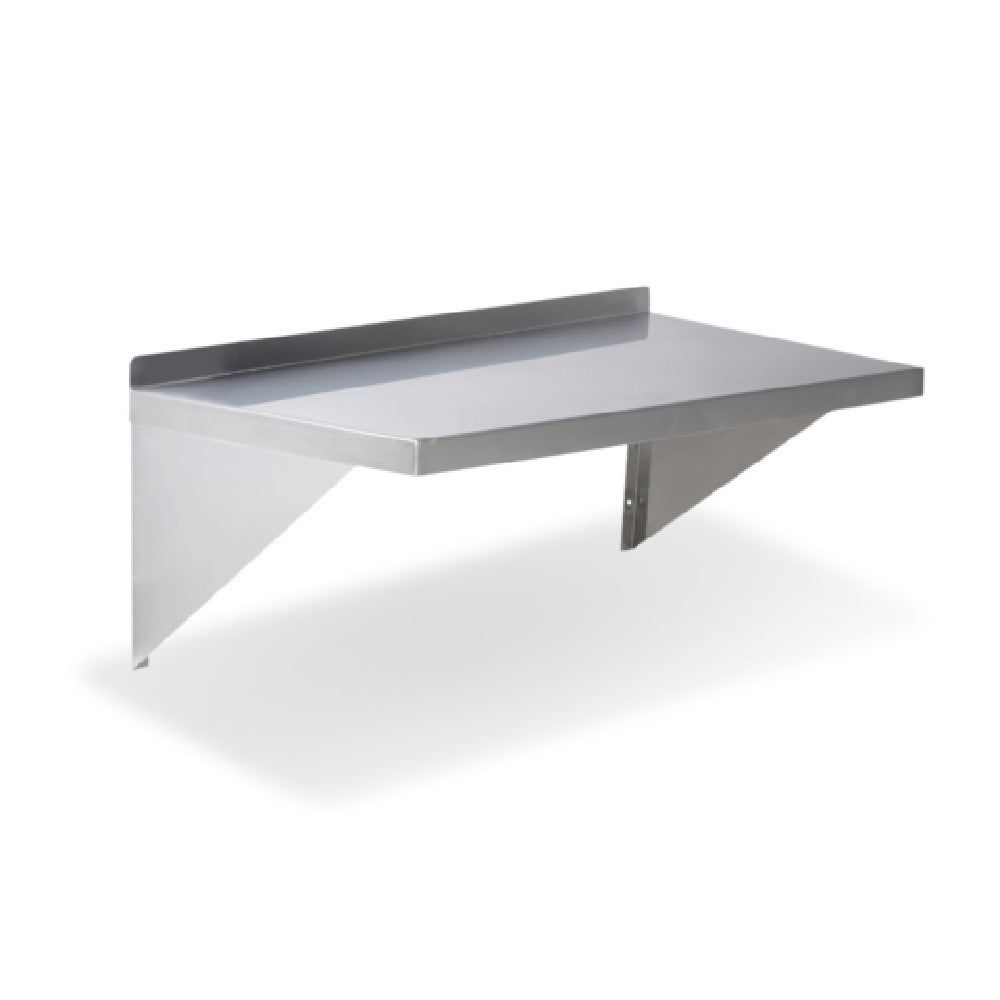 Steel Works Stainless SWWS-1248 Wall Mount Shelf 12" X 48" X 10"H 18ga/430 Stainless Steel