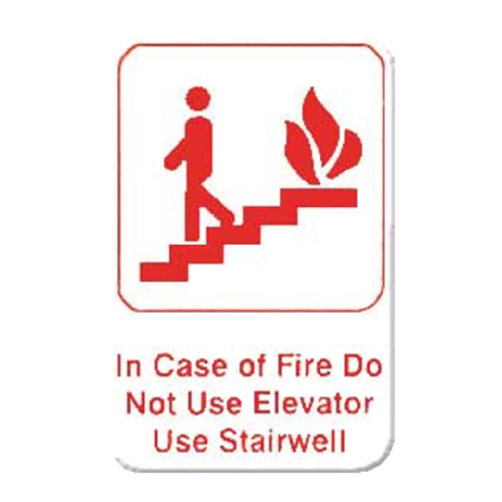 Thunder Group PLIS6904RD Information Symbol Sign 6" X 9" "In Case Of Fire Do Not Use Elevator Use Stairwell"