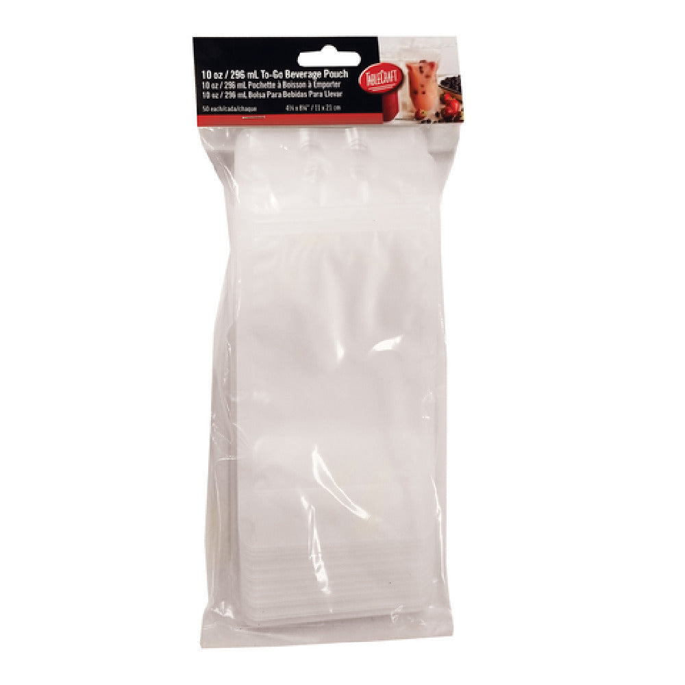 Tablecraft 10883 To-Go Beverage Pouches 10 Oz. Polyethylene (50 Each Per Pack) (1 Pack Minimum Order)