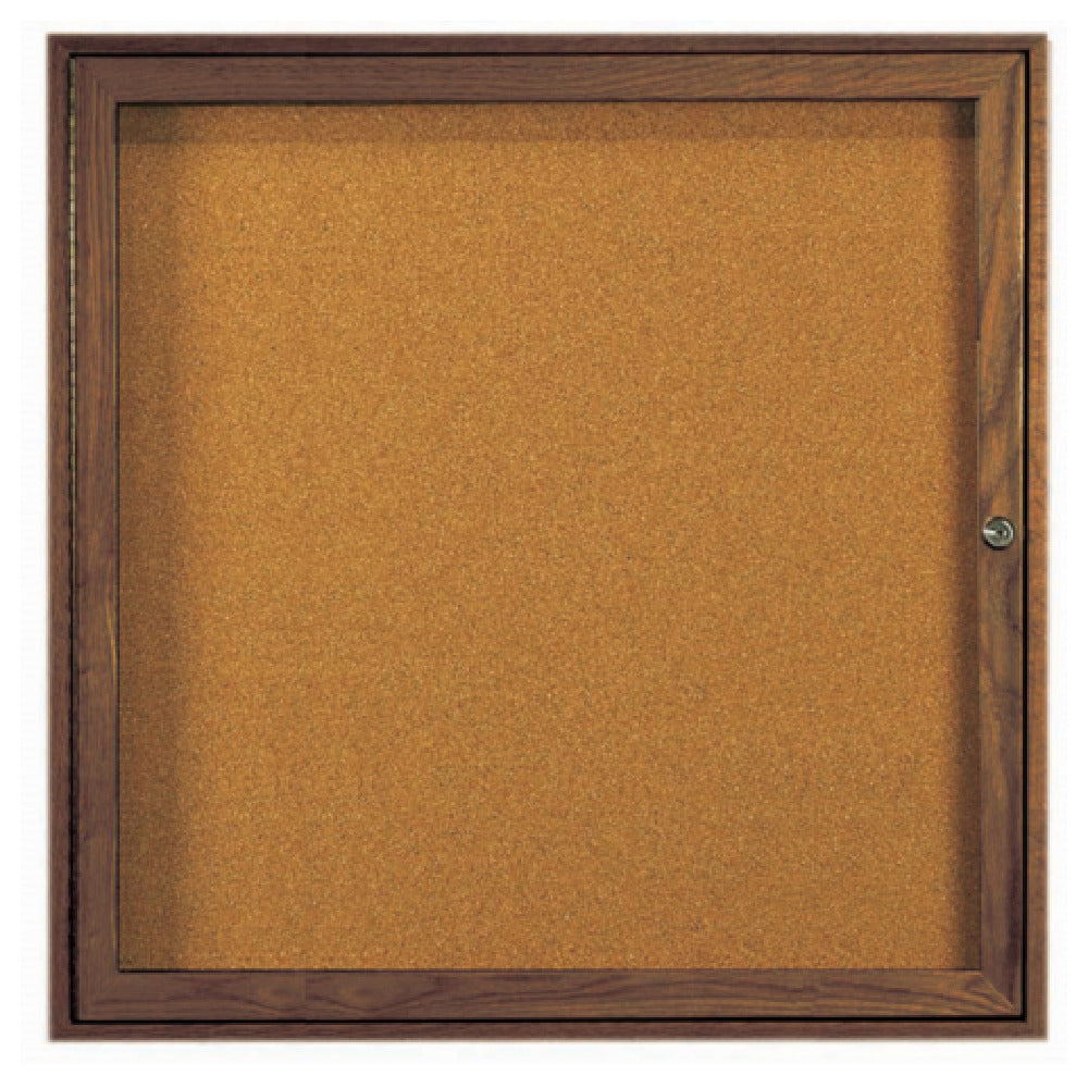 Aarco WBC3636R Red Oak Bulletin Board 36"W X 36"H Enclosed