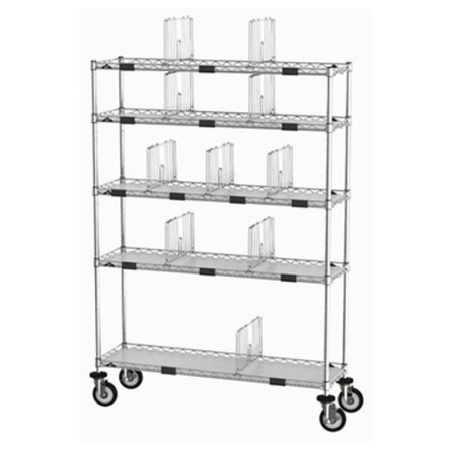 Metro CR1448TGCOPS To-Go Order Pick-Up Station Mobile (5) 48"W X 14"D Chrome Wire Adjustable Shelves With Clear Inlays