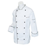 Mercer Culinary M62095WBS Renaissance Women's Jacket Traditional Neck (12) Push Through Black Buttons