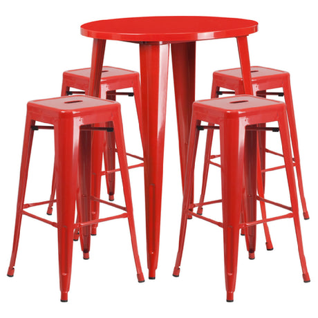 Flash Furniture CH-51090BH-4-30SQST-RED-GG Table And Bar Stool Set Includes (1) 30" Dia. X 41"H Table