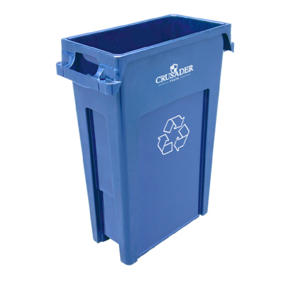 Quantum CTH-23R_BLUE - Crusader Thin Recyclining Container, 23 Gallon, 22"D X 11"W X 30"H