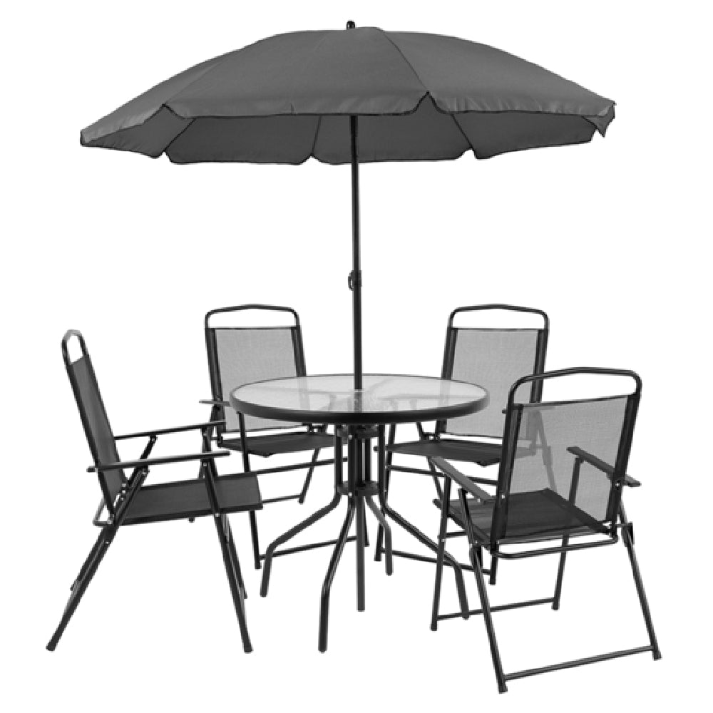 Flash Furniture GM-202012-BK-GG Nantucket Patio Table Set Includes: (1) Table: 31-1/4" Dia. X 28"H