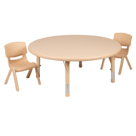 Flash Furniture YU-YCX-0053-2-ROUND-TBL-NAT-R-GG Preschool Activity Table Set Includes (1) Table: 45" Dia. X 14-1/2" 23-3/4" Adjustable Height