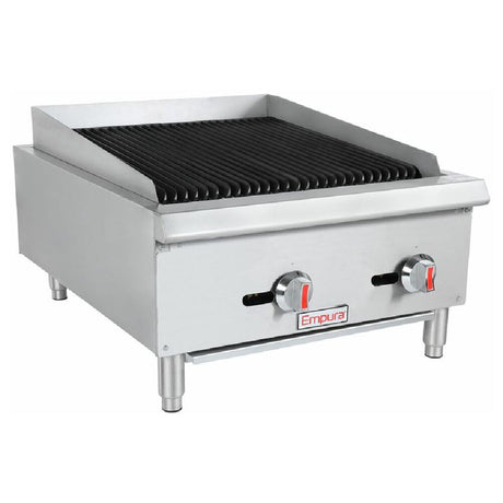 Empura Equipment ECB-24S Empura Charbroiler Countertop Gas 24" Wide Stainless Steel 2-Burner Countertop Gas Charbroiler 60000 BTU