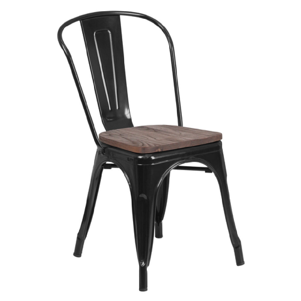 Flash Furniture CH-31230-BK-WD-GG Stacking Side Chair 500 Lb. Weight Capacity