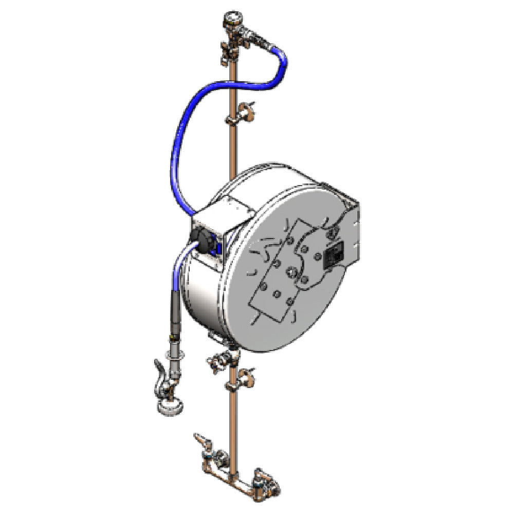 T&S Brass B-1444-CV Hose Reel Assembly Enclosed 3/8" X 50 Ft. Hose With 1.15 GPM Spray Valve