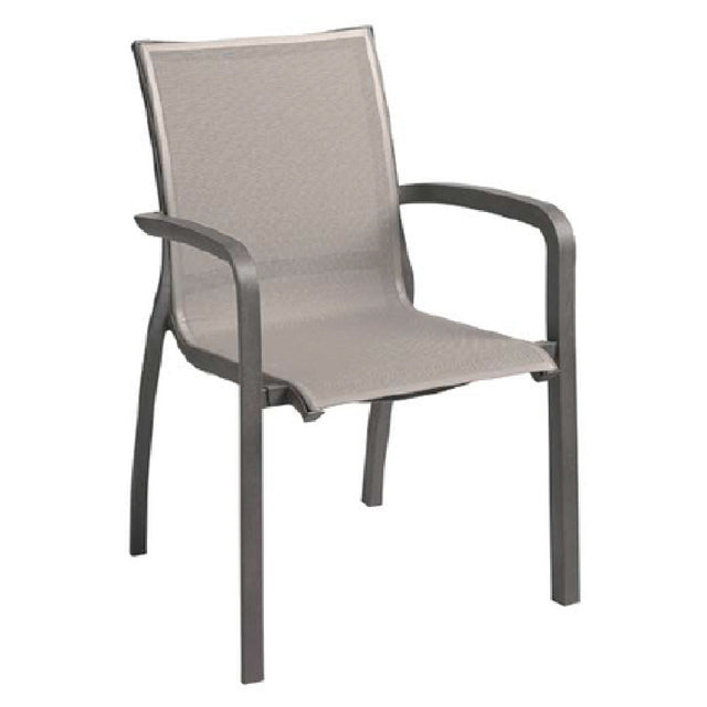 Grosfillex XA644288 Sunset Stacking Armchair Designed For Outdoor Use Textilene Fabric Sling