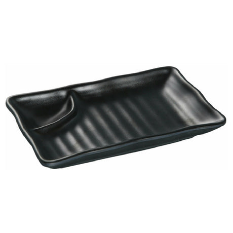 Yanco BP-4010 Black Pearl Compartment Plate 10"L X 5-1/2"W With Sauce Compartment