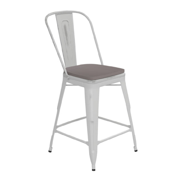 Flash Furniture ET-3534-24-WH-PL1G-GG Carly Bar Stool 500 Lb. Weight Capacity