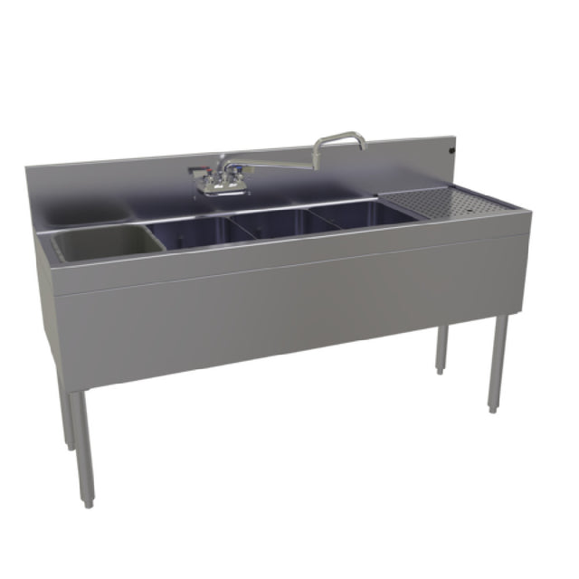 Glastender FSA-60L-S Underbar Sink Unit Four Compartment 60"W X 19"D