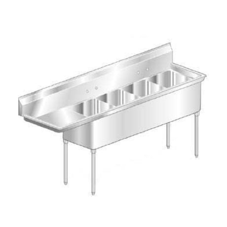 AERO Manufacturing MF4-3020-30L Economy Sink Four Compartment With 30" Drainboard On Left