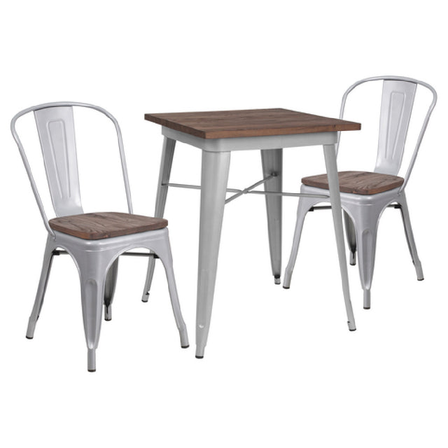 Flash Furniture CH-WD-TBCH-1-GG Table And Chair Set (1) 23-1/2" Square Table (2) Stackable Chairs