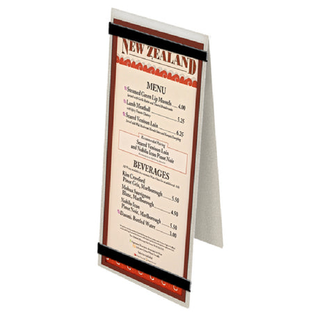 Menu Solutions MTDBL-411-RB_SWIRL Table Tent Holds 4-1/4" X 11" Insert Double Sided