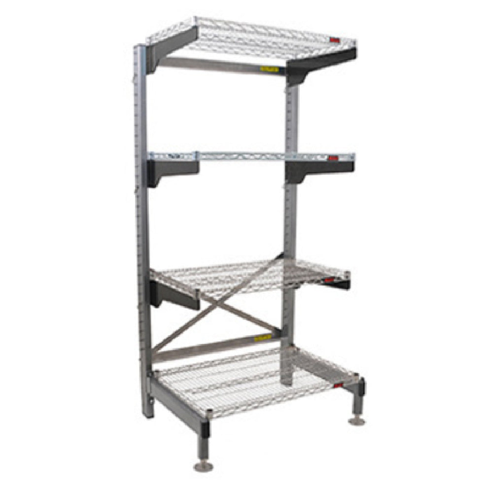 Eagle Q2130V76-4 Q-LEVER Cantilever Shelving Unit 4-tier 34"W X 26"D X 76"H Overall Size