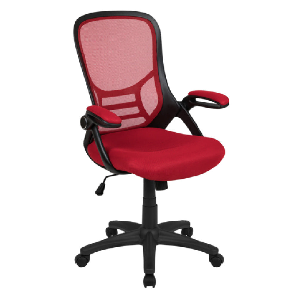 Flash Furniture HL-0016-1-BK-RED-GG Porter Swivel Office Chair 40-1/4" To 44" Adjustable Height