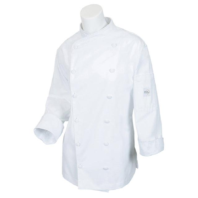 Mercer Culinary M62040WHL Renaissance Women's Jacket Scoop Neck (12) Cloth Covered Buttons