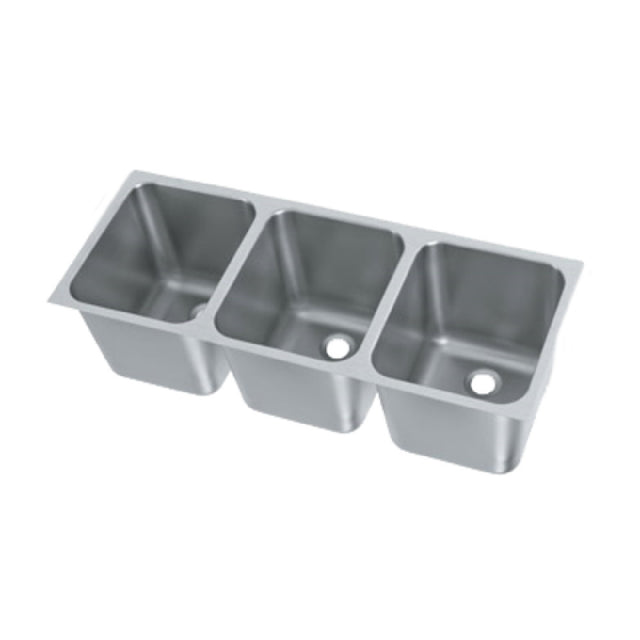 Vollrath 12123-2 Weld-In / Undermount Sink Three Compartment 14"W X 12"D X 12" Deep