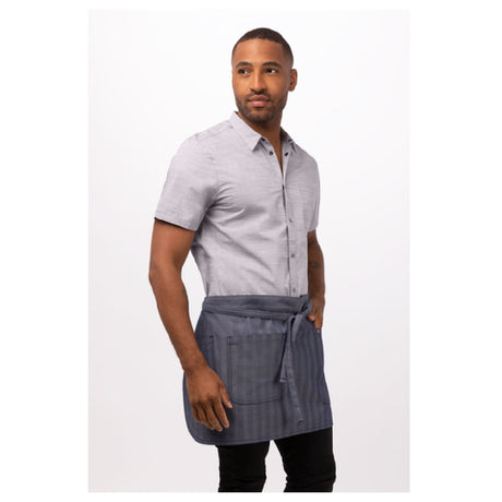 Chef Works AHN07-BLU-0 Seattle Half Bistro Apron 16"L X 38"W (4) Utility Pockets