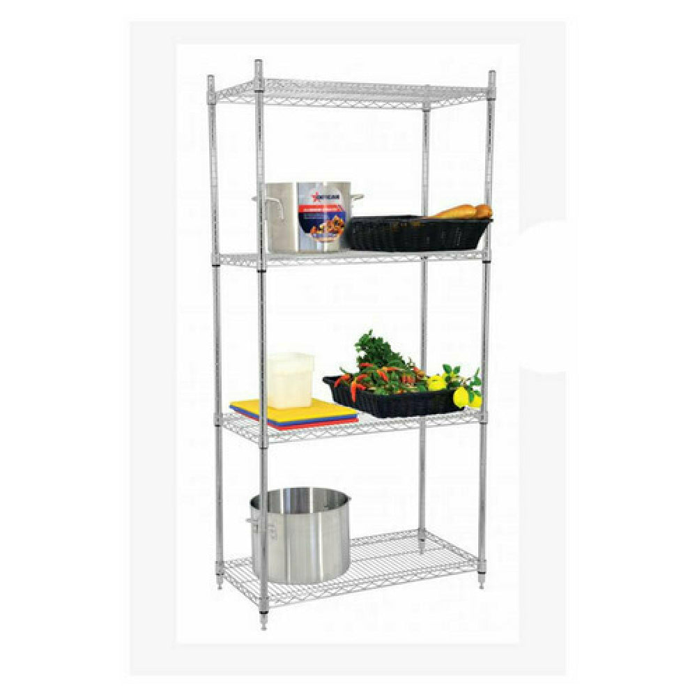 Omcan 45165 (45165) Shelving Unit 48"W X 18"D X 72"H (4) Wire Shelves & Posts