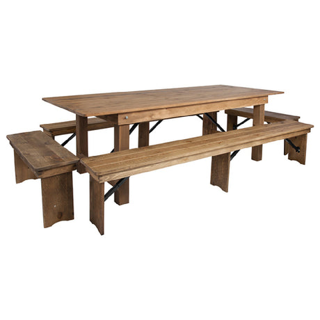 Flash Furniture XA-FARM-5-GG Hercules Series Folding Farm Table Set Antique Rustic Design