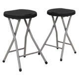 Flash Furniture 2-DAD-YCD-30-GG Micah Folding Stool Black Plastic Seat Titanium Gray Frame (set Of 2) (in Stock Items Usually Ship Within 24 Hours)