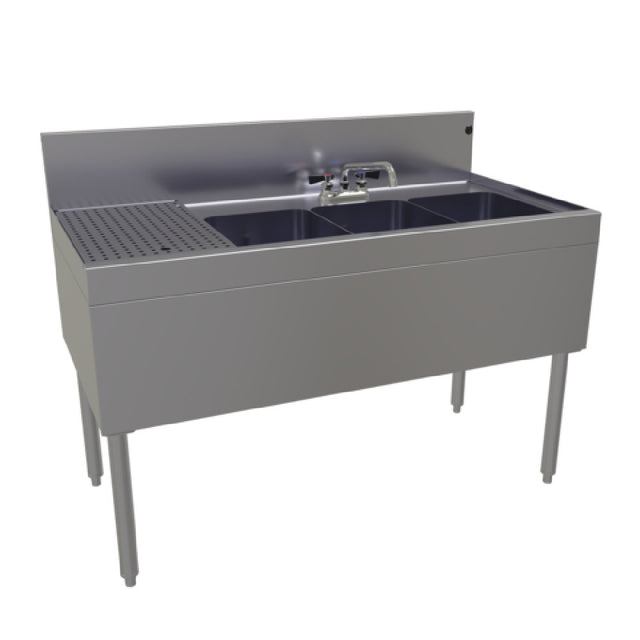 Glastender TSB-48R-S Underbar Sink Unit Three Compartment 48"W X 24"D