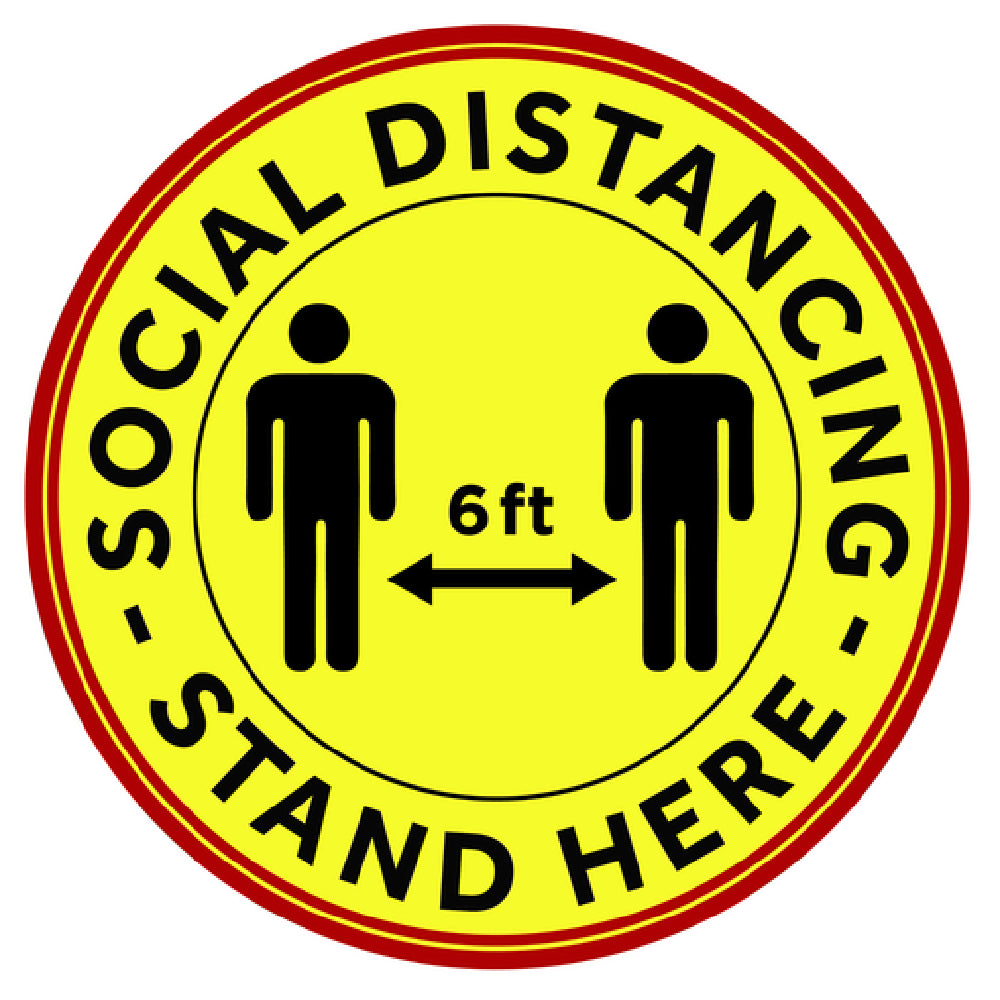 Winco PFD-12Y Social Distancing Floor Decal 12" Dia. Round