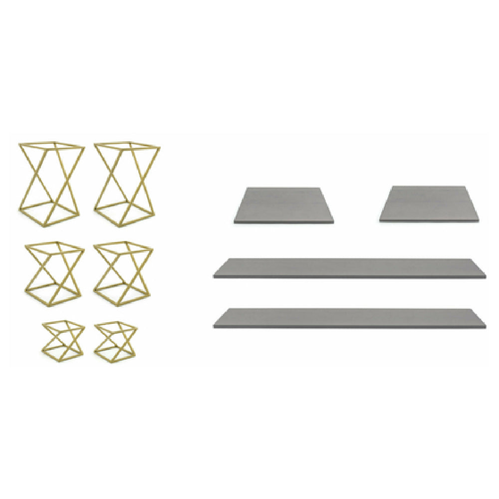 FOH BST031MUM28 Buffet Essentials Twist Smoke Bamboo On Matte Brass Includes Two BRI005GOI28 Twist Risers Set Of 3 Matte Brass