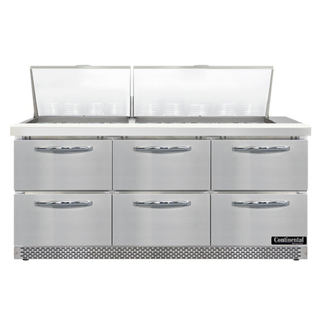 Continental Refrigerator SW72N27M-FB-D Mighty Top Sandwich Unit Front Breather