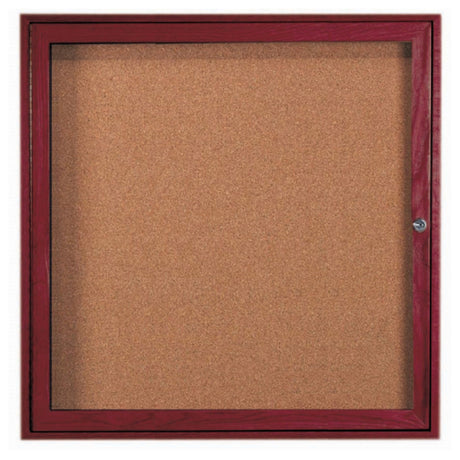 Aarco CBC3636R Red Oak Bulletin Board 36"W X 36"H Enclosed